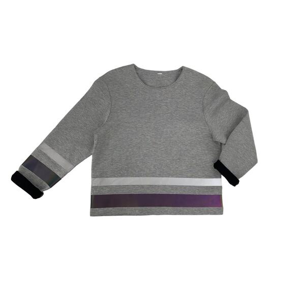 Vimmia Marina Pullover Scuba Sweatshirt Reflective Stripes Heathered Gray Medium - Picture 1 of 5